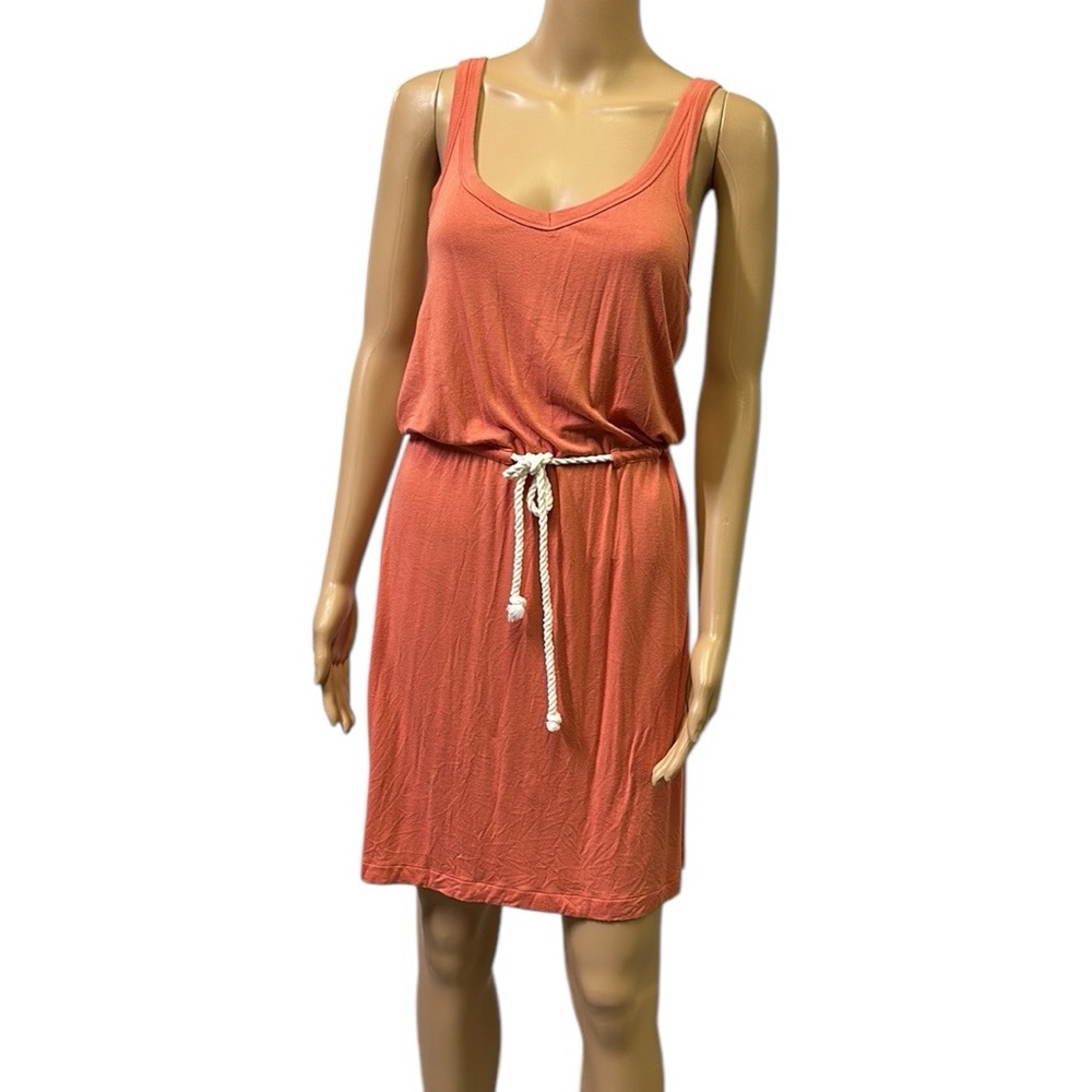 Banana Republic Orange Rayon Blend Sleeveless Jersey Dress Rope Belted Womens S